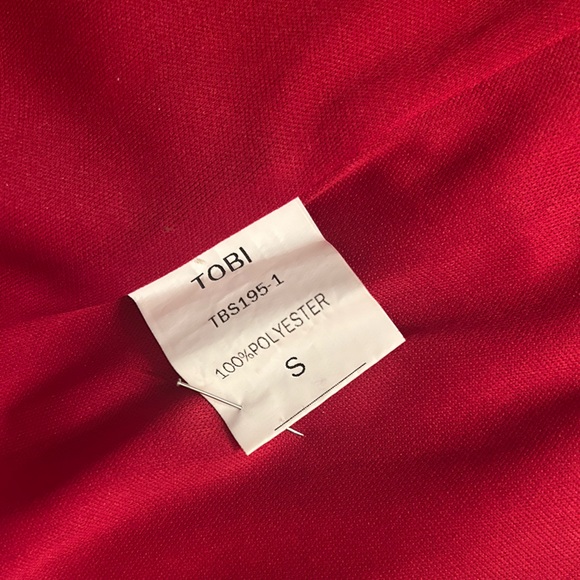 Tobi - Red Sleeved Dress with Cut-out, Crossed Back Detail - Size Small - Picture 5 of 7